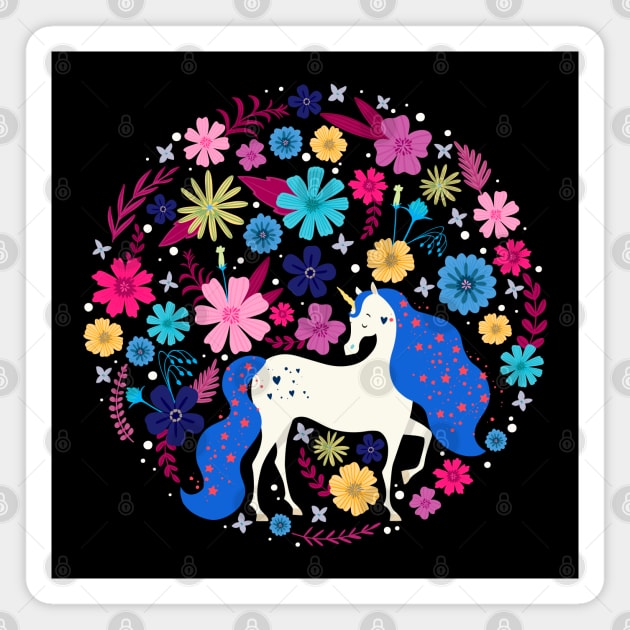 Retro Nature Unicorn Love Magnet by machmigo